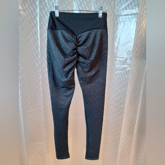 Pants - Women's Size S Booty Enhancing Tik-Tok Honeycomb Leggings Gray/Black